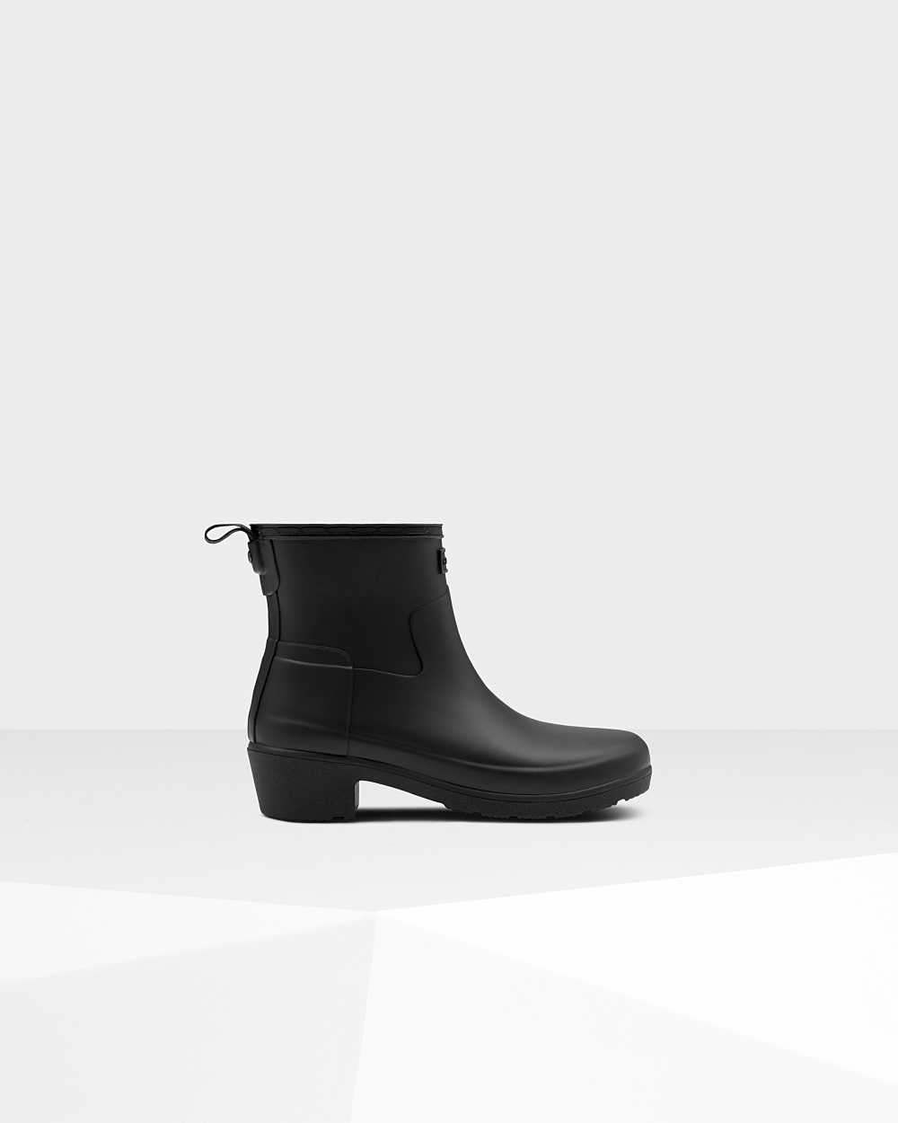 Womens Hunter Refined Slim Fit Low Heel Ankle Boots Black | VAXBQM-319